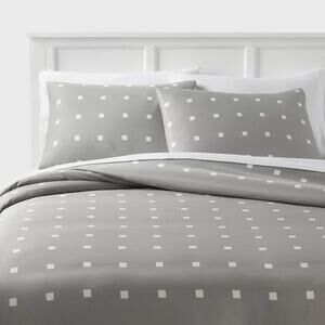 Room Essentials Twin/XL Cotton Blend Sateen Duvet Cover & Sham Set Gray*(Miss 1)
